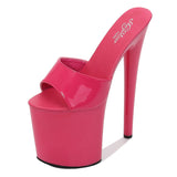 Zingj Patent Leather 17Cm20cm High Heels Heel Sexy Waterproof Platform Hate Day High Slippers Female
