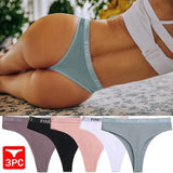 3PCS/Set M-XL Women's Thong Cotton Female Underpants Letter Waist Underwear Sexy Women's Panties Lingerie Thongs