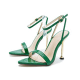 Zingj / Summer 2023 New Ultra High Heel Metal Plating With Pointed Cross Strap Roman Sandals-Outfit