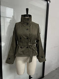2025 New Design Collar Tie With Double Buckle Short Wind Coat