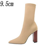 New Socks Boots Fashion Ankle Boots For Women Boots Balck Pointed Toe Elastic Heels Shoes Fetish Autumn Winter Female