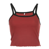 Casual Sleeveless Camis Top Women Fashion Spaghetti Strap Tops Tees Backless Solid Wrap Crop Top Streetwear