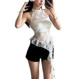 2024 Summer New Women's Clothing Pure Desire To Hang The Neck Of The Open Back Irregular Side Of The Small