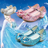 Kids Shoes for Girls Children Girls Shoes Butterfly Knot High Heel Princess Shoes Glitter Leather Party Dress
