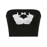 Women's Clothing Ins Wind 2024 Summer New Rabbit Print Pattern Sexy Hot Girl Tsets Small
