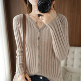 Zingj Long Sleeve Spring And Autumn New Round Collar Cardigan Women's Jacket Slim Soft Waxy Bottom Coat Thin Sweater-Outfit