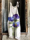 Summer Slub Linen Vintage Print Wide