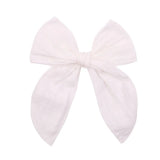 Solid Color Large Bowknot Hair Clips For Cute Girls Cotton Linen Handmade Hairpins Boutique Barrettes Kids Hair