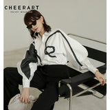 Graffiti White Womens Tops And Blouses Long Sleeve Shirt Lantern Sleeve Designer Top Autumn Loose Shirt Street
