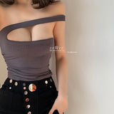 Irregular Lace Ruffle Super Sexy Hollow Out 3 Ways To Wear Slim Tube Top Fold Tops Tank Camis Women Girl Female