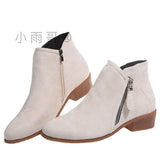 Martin Boots Women Winter Side Zipper Short Boots Low Round Head