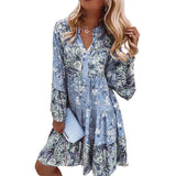 Floral Stitching Swing Printing Short Cropped Sleeves Layered Mini