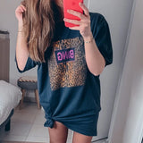 Graphic Washes Faded Long T-shirt Women Summer Cotton Vintage Tees Tops 2021 Femme Shirts Loose Shirt Dress