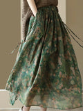 New Heavy Industry Print Skirt In The Summer Of 2023 Is Elegant Cotton And Linen Half Skirt, Lady's Vintage Broken Flower Big Swing