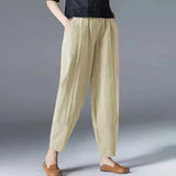 Cotton Linen Ankle Length Pants Women 2022 Spring Summer Casual Harem Trousers Plus Size S-5XL Elastic Waist Loose