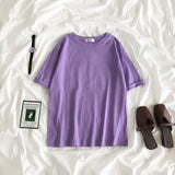 Tee Shirt Solid Color Basic T-Shirt Women Casual O-neck Harajuku Top Korean Hipster Cotton Basic