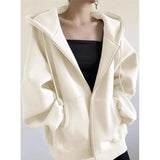 Solid Color Pullover Zip Up Oversized HoodieOutfit