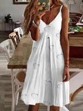 Summer Sexy Deep V Neck Spaghetti Straps Women's Dress Fashion Casual Loose Solid Pineapple Print Ladies Plus Size