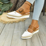 Bleed-Up Head Behind The Empty Sandals Slope And Light Hemp Rope Clasp Women's Shoes Thick-Soled Cool