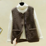 Fleece Vest Women Winter Waistcoat Women Thermal Vest Female Sleeveless Jacket Women Zipper Loose Waistcoat Ladies