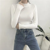 Ruched Women Sweater High Elastic Solid 2021 Fall Winter Fashion Sweater Women Slim Sexy Knitted Pullovers Pink