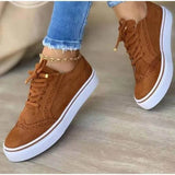 Station New 2023 New Bullock Large-Size Women's Singles Shoes Comfortable Casual Women's Shoes Round Head Lace Single