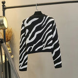 cardigan women's spring and autumn 2021 new high-waist short coat jacket sweater with zebra