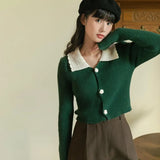 For Women Elegant Lace Beading Sweater Crop Tops Streetwear Casual Outwear Korean Long Sleeve Knitted