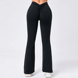 Zingj Hip Yoga V Waist Bell Bottom Pants Fitness Exercise Wide Leg Micro La High Waist Fast Drying Yoga Pants 43210-Outfit
