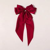 New Fashion Bowknot Streamer Hairpin Woman Girls Satin Ribbon Barrette Bow Back Head Spring Clip Headwear Hair