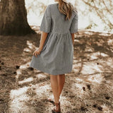 Striped Dress Women Vintage Half Sleeve Pockets Dresses 2019 Plus Size Casual Baggy Sundress Female Vestido