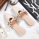 New Bao Head Half Dragging Cool Drag Female Tip Flat Rivet Outside Wearing Lazy Muller Shoes Small Size