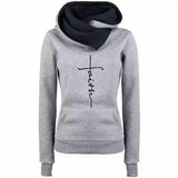 Autumn Winter Hoodies Sweatshirts Women Faith Embroidered Long Sleeve Pink Blue Pullovers Christmas Casual Warm Hooded