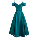 De Soiree Solid Satin Long Women Dress A-Line Off The Shoulder Elegant Summer Gowns For Party Ladies Maxi Dresses