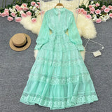 Zingj New French Fashion Gentle And Dignified Retro Palace Yanfeng Long Sleeve Stitching Lace Lace Dress Long