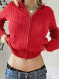 Hooded Cable Knit Cardigan- Outfit