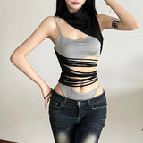 Spring And Summer New Women's High-Collar Design Irregular Sleeveless Vest Hot Girl Hollow Sexy