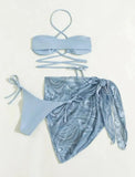 three-piece bikini swimsuit with