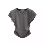 Zingj Girl Pure Want To Accept Waist T-Shirt Short Sleeve Female 2024 Summer New Solid Color Bottom Cover Slim Short Jacket