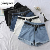 Women Chic All-match Korean Casual Basic Simple Harajuku Teens Denim Short Trouser Basic Loose Wide-leg Womens