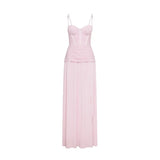 Fashion Sexy Style Dress Woman 2025 Summer New Temperament Folded Fish Bone Design Open Fork Sling