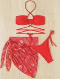 three-piece bikini swimsuit with