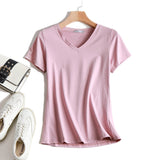 Quality Plain T Shirt Women Cotton Elastic Basic T-shirts 2021 Summer Tops Short Sleeve T-shirt Women Tees Plus Size