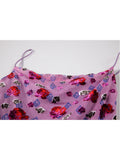 Fashion Vintage Print Spaghetti Strap Dress Sleeveless Off Shoulder Korean Sweet Streetwear Harajuku Sexy Slim Mini