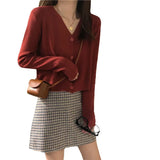 Zingj With Long-Sleeved Sweater Female 2024 New Korean Version Gentle Wind Short White Cardigan V-Neck Jacket-Outfit