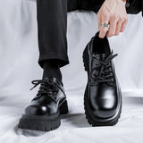 2025 New Youth Big Head Round Head British Wind Low Heel Set Foot Work Wear Thick Bottom Shoes