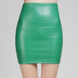 Skirts Women Pencil Skirt Pu Leather High Waist Party Female Sexy Short Woman Bodycon Saias Feminina 20 Candy Colors