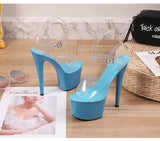 2021 Summer Platform Sandals Women Sexy PVC Transparent Slim Ultra High Heels 17CM Shoes Women Sandale Female Pole Dancing