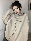Print V Neck Patchwork SweatshirtOutfit