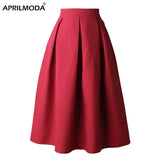 Womens Solid 2022 Midi Skirts Summer Ladies Black Pleated Ball Gown Skater XXXL White Office Wear Tutu